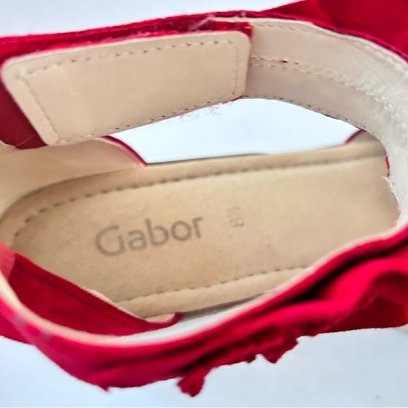 GABOR Olin Ruffled Suede Leather T-Strap Comfort Wedge Sandal Size us 10.5 / 11 - Picture 9 of 14